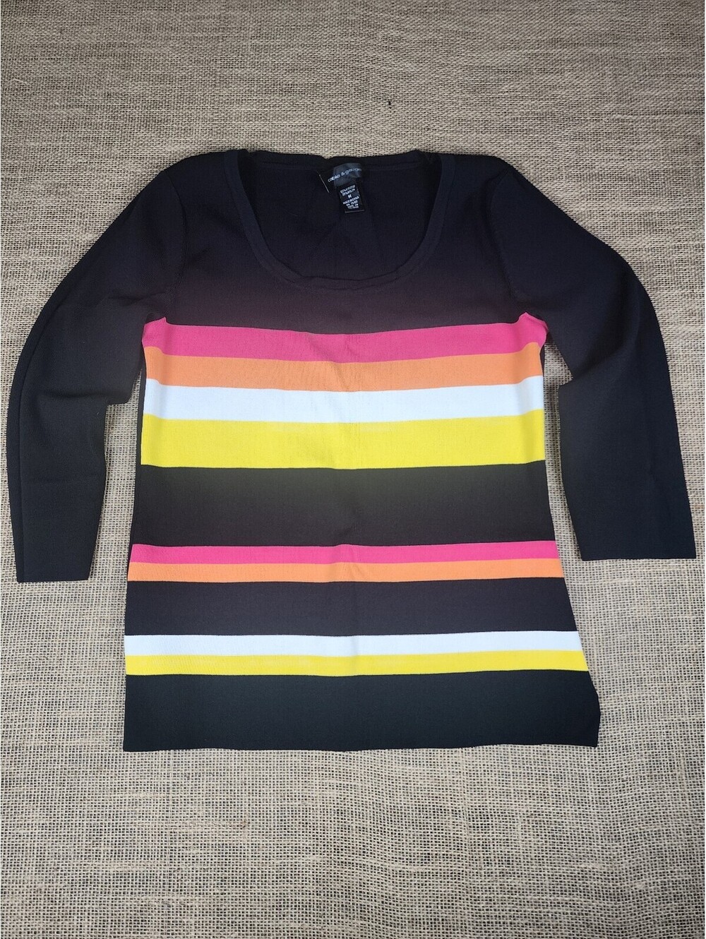 Cable & Gauge Career Work Blouse Medium Black Pullover Sweater